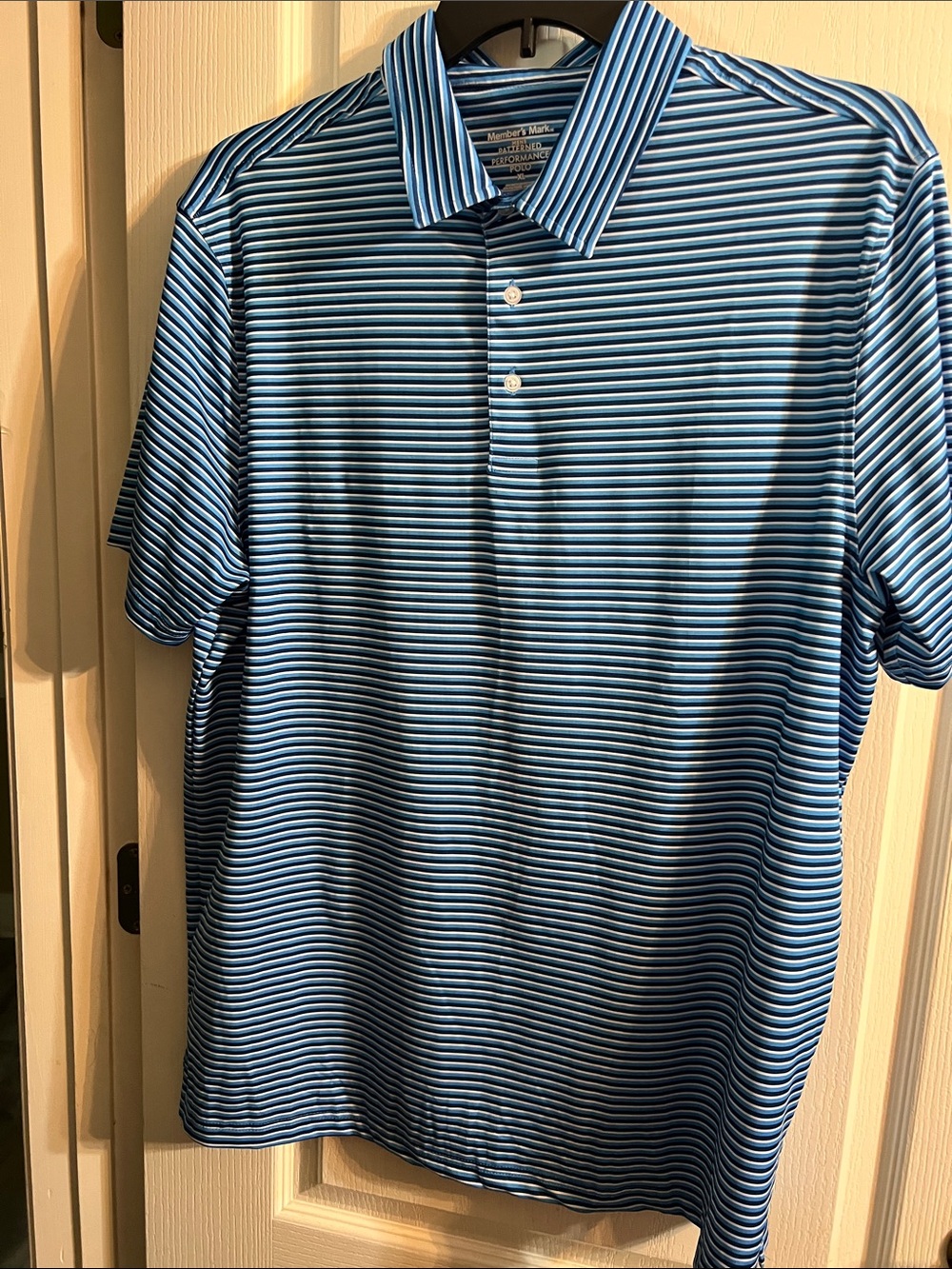 Members Mark Blue Striped Polo Shirt